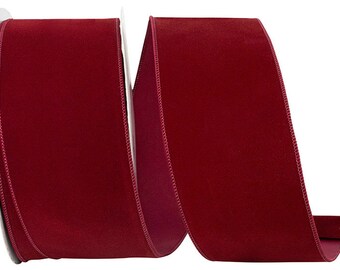 Wired Velvet 6" Burgundy with matching edge -25 YDS