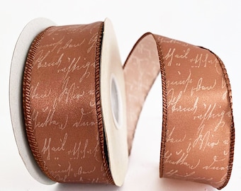 Fall Ribbon, Copper, 1 1/2 Inch, 25-YDS, Matching Wire Edge