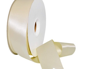 Double Face Swiss Satin Ribbon, White, 1 1/2 Inch, 27-YDS, Woven Edge