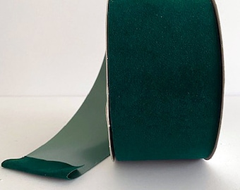 Velvet Ribbon/Poly Back, Green, 2 1/2 Inch, 25-YDS