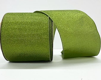 May include: A roll of green glitter ribbon with a satin finish. The ribbon is 2.5 inches wide and has a subtle shimmer.