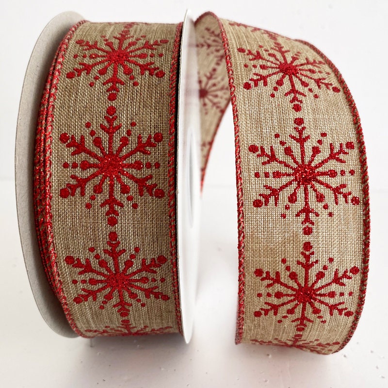 Melrose International Red Snowflake Ribbon (Set of 2) 2.5 inch x 10 yds.