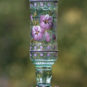 Vintage Style Glass Hummingbird Feeder | Garden Decor, Easy to clean, Copyrighted 2026 Purple Pansies