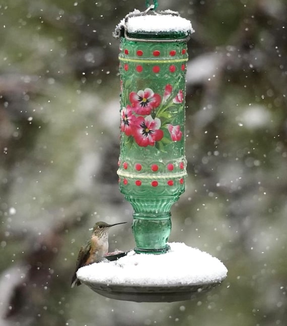 Vintage Style Glass Hummingbird Feeder | Nature Gift| Garden Accent | Yard Decor Gift, Copyrighted 2026
