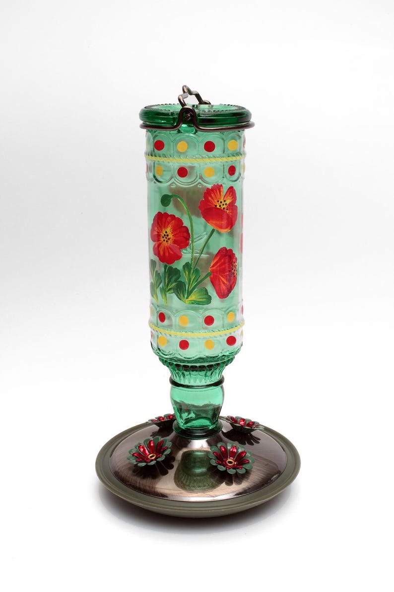 Vintage Style Glass Hummingbird Feeder | Garden Decor, Easy to clean, Copyrighted 2026 image 9