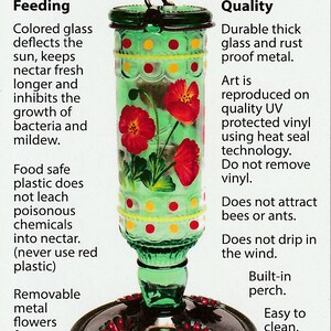 Vintage Style Glass Hummingbird Feeder | Garden Decor, Easy to clean, Copyrighted 2026 image 7