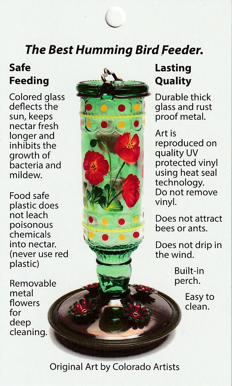 Vintage Style Glass Hummingbird Feeder | Garden Decor, Easy to clean, Copyrighted 2026 image 7