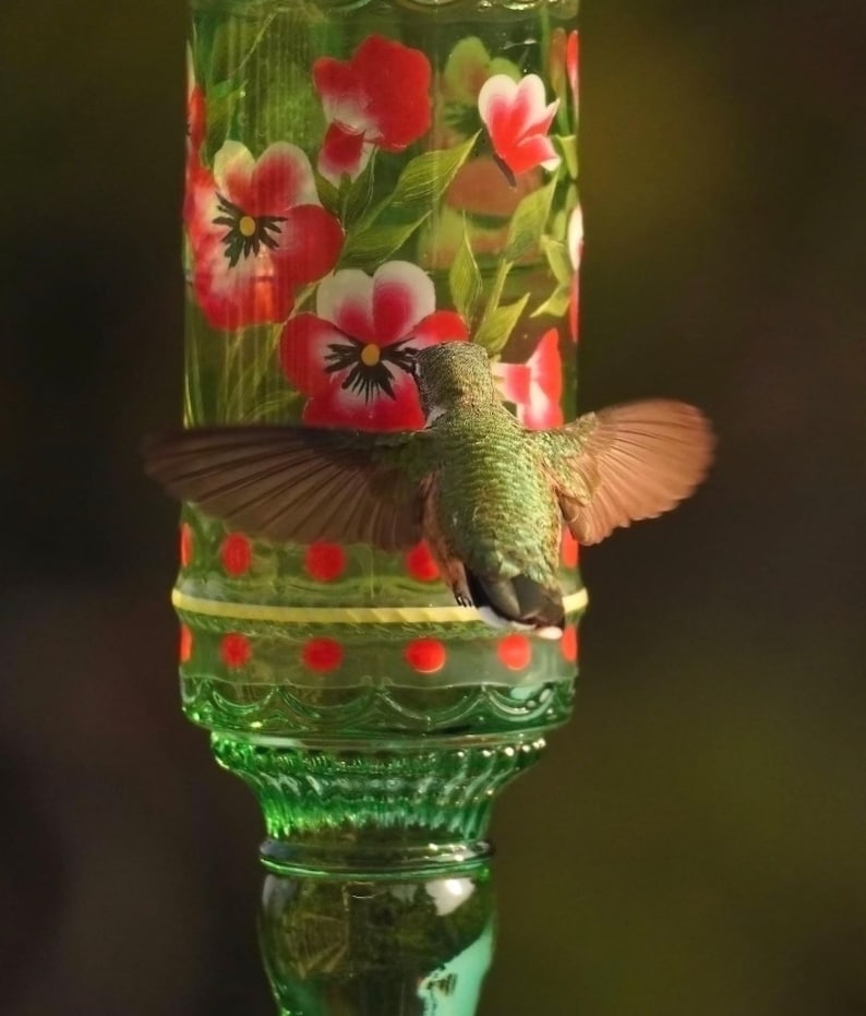 Vintage Style Glass Hummingbird Feeder | Garden Decor, Easy to clean, Copyrighted 2026 image 6