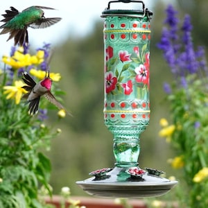 Vintage Style Glass Hummingbird Feeder | Nature Gift| Garden Accent | Yard Decor Gift, Copyrighted 2026