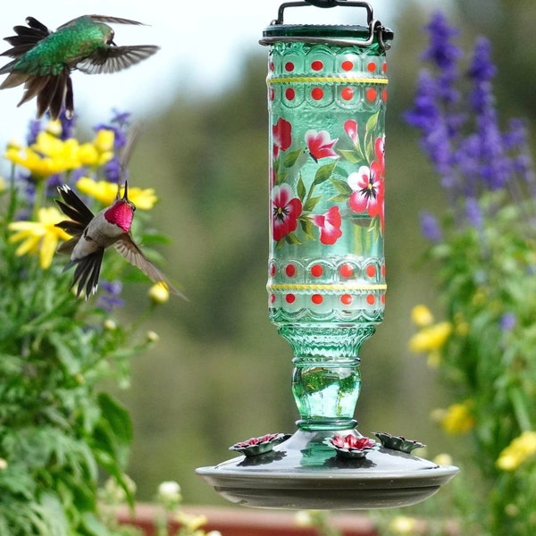 Antique Hummingbird Feeder -  Glass Vintage Bird Feeder - Best Hummingbird Feeder - Chain Included - Ships Free - Mother's Day Gift