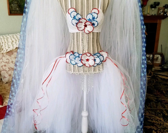 Red White and Blue all American Showgirl with WINGS INVENTORY SALE