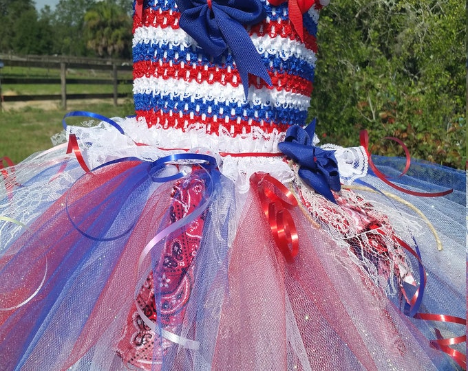 SALE ITEM> Free Shipping>Red white and blue July 4th dress tutu