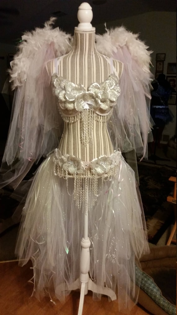 Angelic Vegas Shwgirl Burlesque Rave Bedazzled Bra And Tutu Etsy