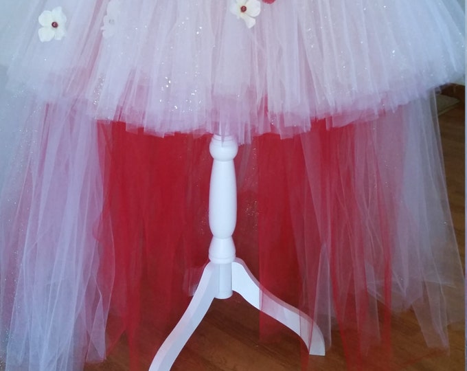 red and white hi-low plus size/reglar size tutu skirt