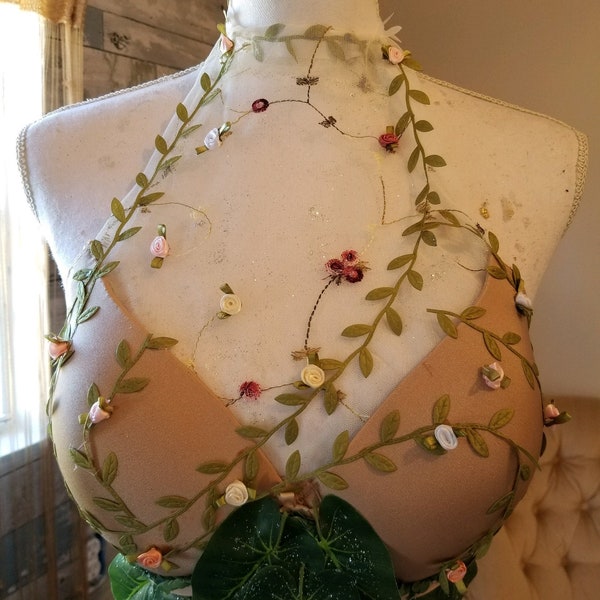 Poison Ivy halter/bedazzled bra