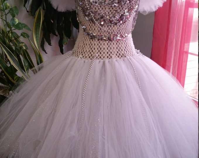 White ball gown wedding dress.