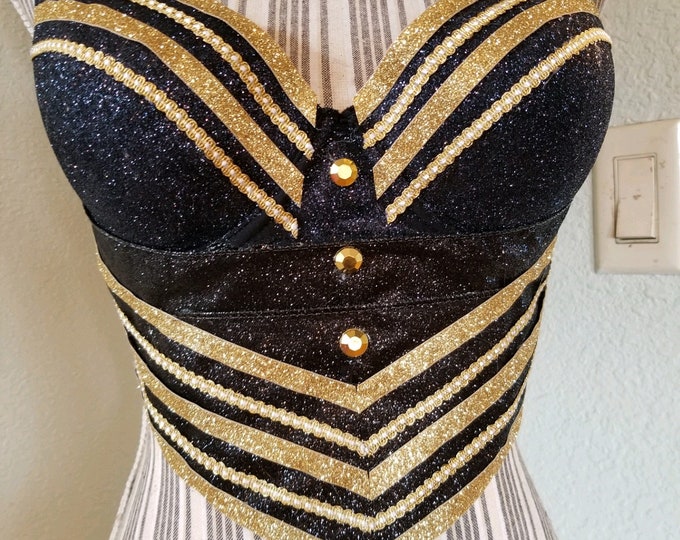 bedazzled black glitter rave bra