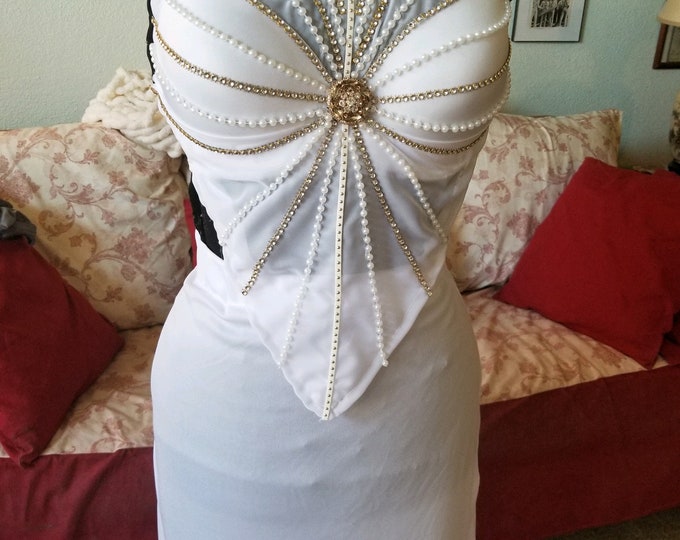 white bedazzled bra.