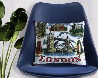 London Souvenir Pillow, Landmark Design, Statement Pillow, Traveller Gift