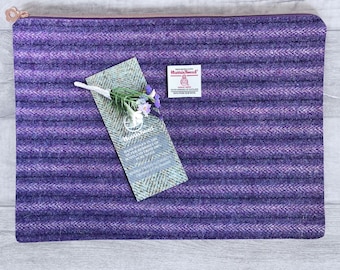 Harris Tweed Laptop Case, Blue Violet Stripe Tweed, Custom Made to Fit Your Laptop, Gift For Her