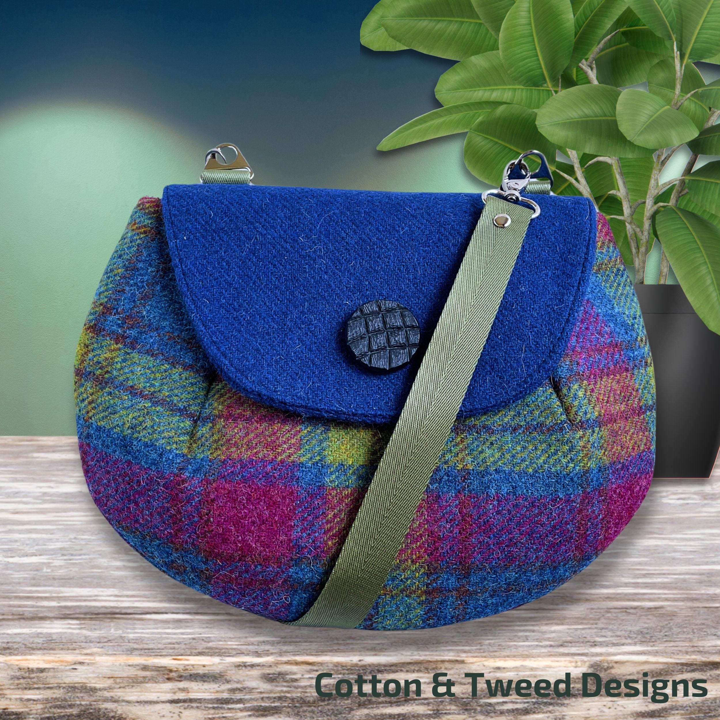 Handgefertigte Harris Tweed Crossbody Handtasche, in den Farben