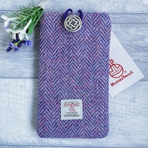 Handmade Lilac and Pink Herringbone Harris Tweed Mobile Phone Case - iPhone, or Android phone custom made to fit