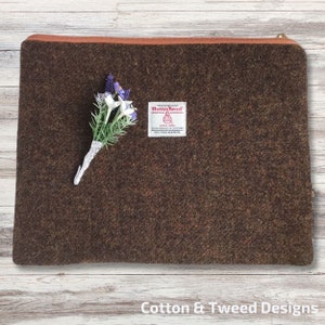 Handmade Harris Tweed Laptop Case Plain Chestnut Mix Tweed, Custom Made to Fit Your Laptop  Birthday Gift for Him