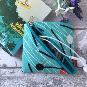 Ohrhörer Brieftasche, praktisch für Teebeutel, Eames Ära Retro Stoff, Hipster Geschenk, perfekt für Ihre Handtasche oder Tasche, Geschenk für Lehrer