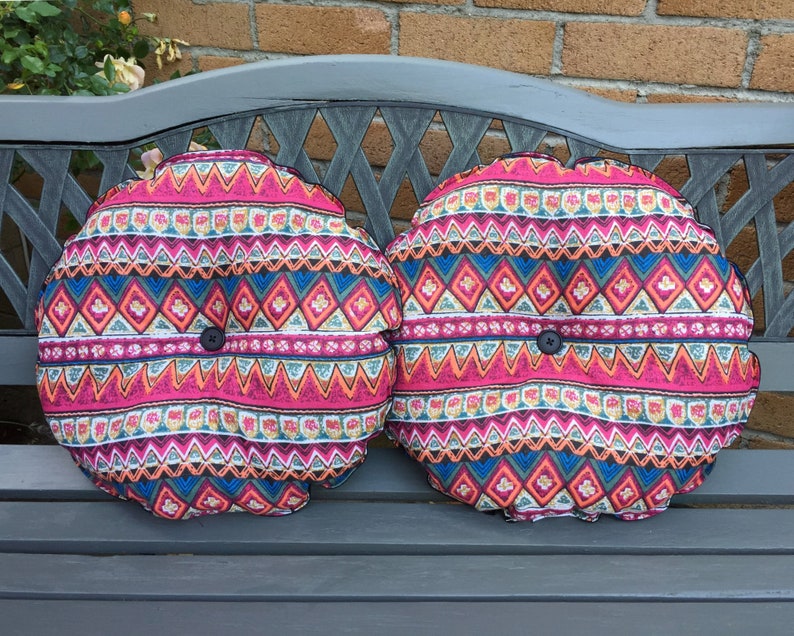 Bohemian Chic Style Round Chair Cushions Perfect For A Pair Etsy