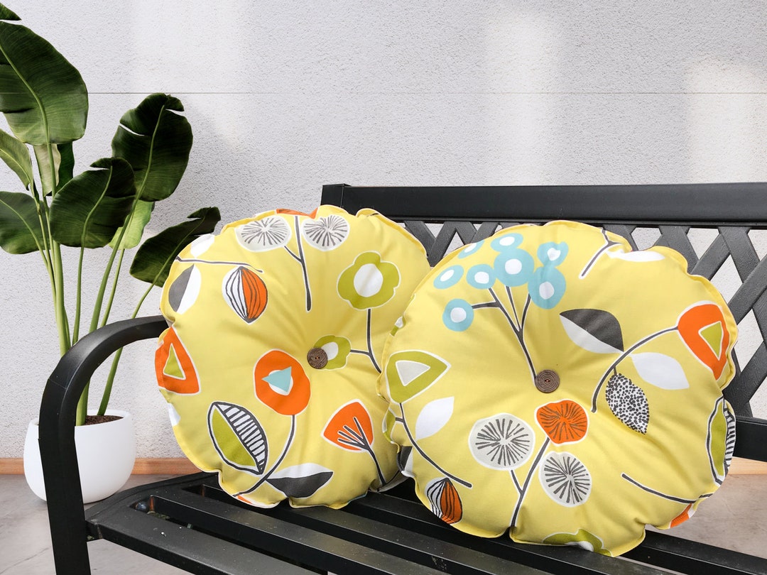 Pair of Handmade Round Seat Pads Retro Style Sunshine Etsy