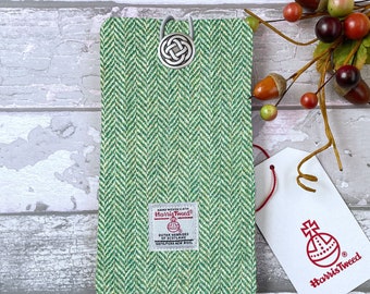 Handmade Lawn Green and Oatmeal Herringbone  Harris Tweed Mobile Phone Case -  iPhone, or Android phone custom made to fit