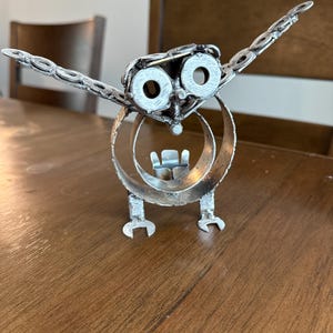Welded metal art owl