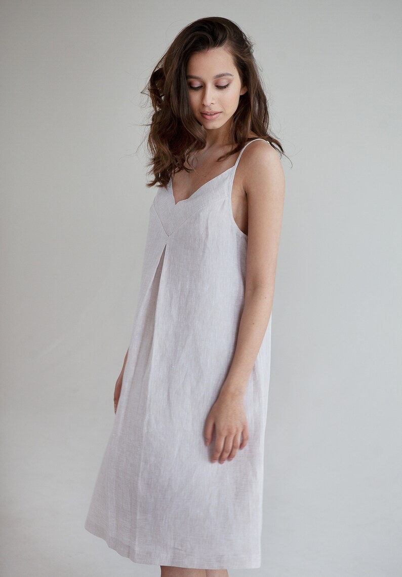 Linen Nightdress Jasmine, Linen nightgown, Women's linen nightwear,Linen slip dress image 5