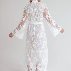 Luxurious Ivory Lace Robe Margaret with Chiffon Lining,Bridal Lingerie Wedding Lingerie Bridal Sleepwear Getting Ready Robe image 3