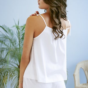 White cotton pajama set with embroidery image 2