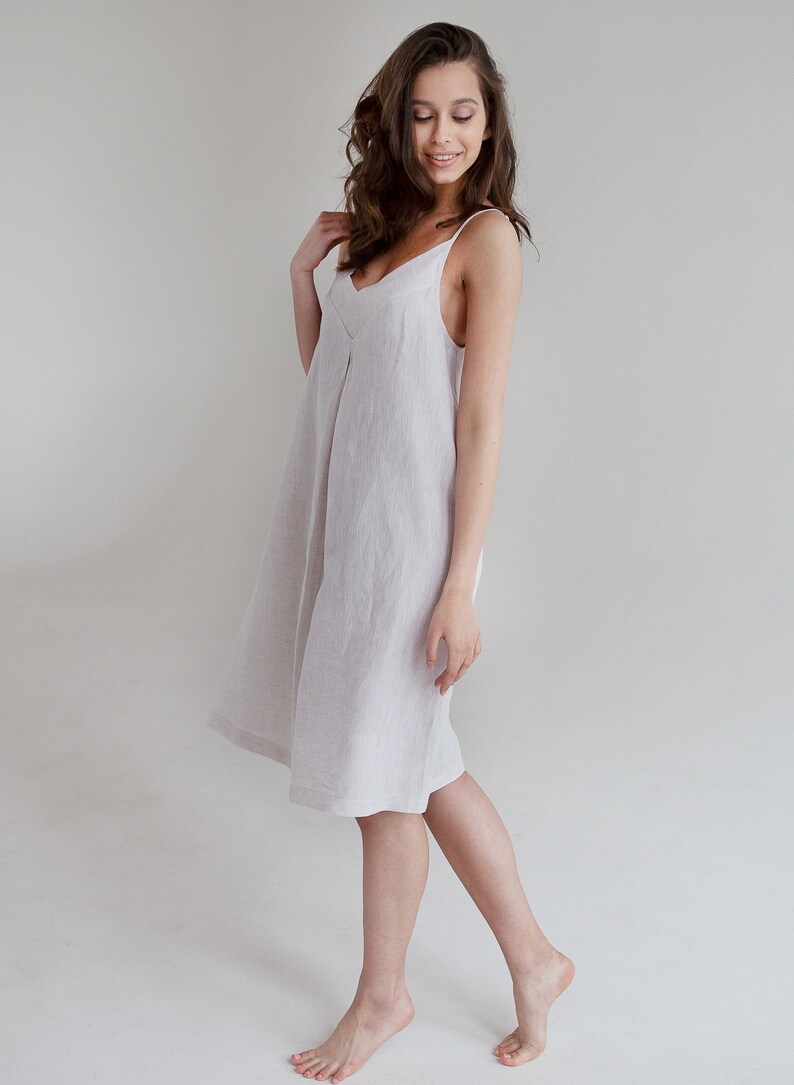 Linen Nightdress Jasmine, Linen nightgown, Women's linen nightwear,Linen slip dress image 3