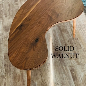 Solid Walnut ~ Mid Century Modern Table ~ Kidney Bean Coffee Table
