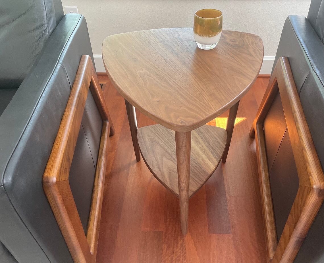 Mid Century Modern Guitar Pick Side Table Solid Walnut Etsy