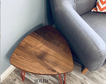 Mid Century Modern Side Table ~ Solid Walnut ~ with Hairpin Legs