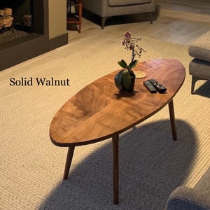 Mid Century Modern Table ~ Surfboard Top Coffee Table ~ Solid Walnut
