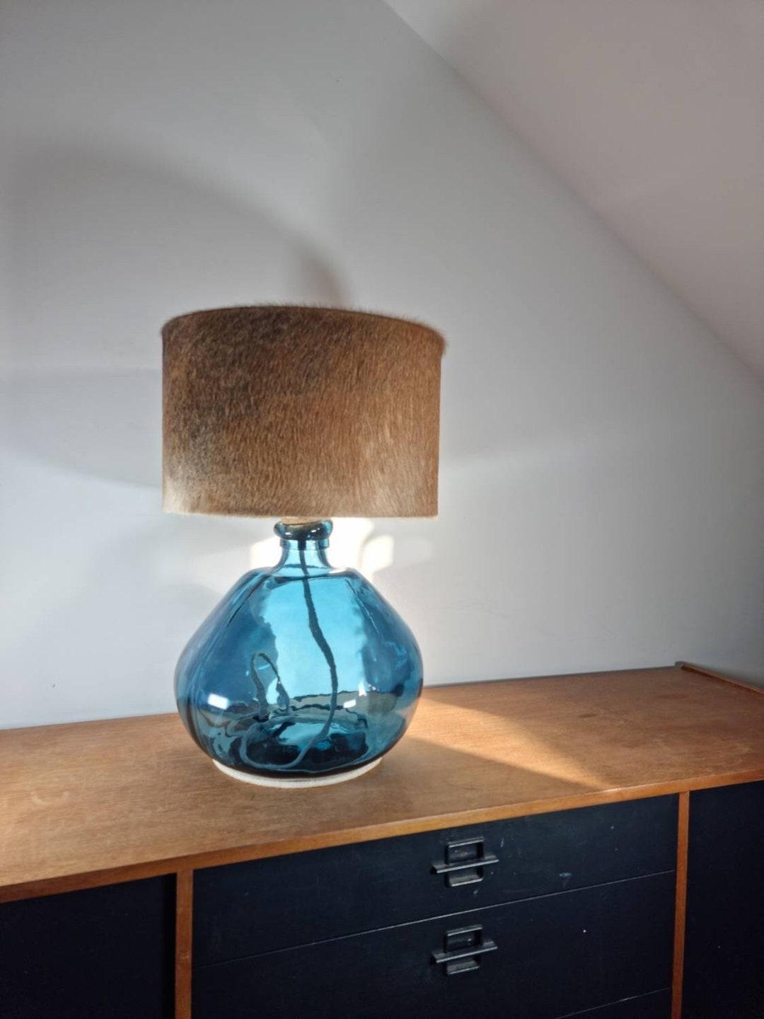 35cm Natural Fluffy Cowhide Lampshade Farmhouse Decor Ceiling Etsy