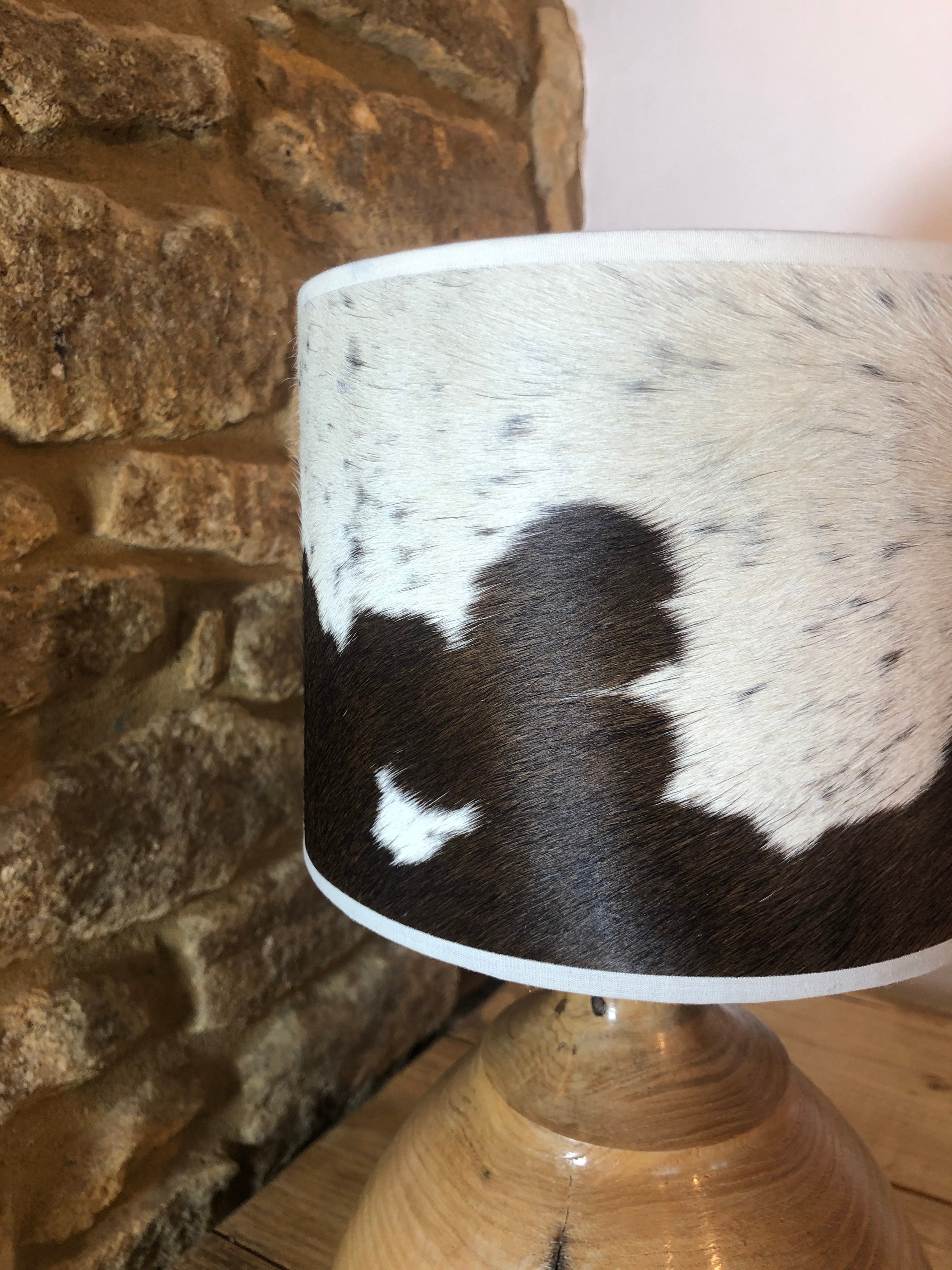 Authentic Cowhide Fur Lampshade 20cm Farmhouse Lamp Shade Cow Etsy