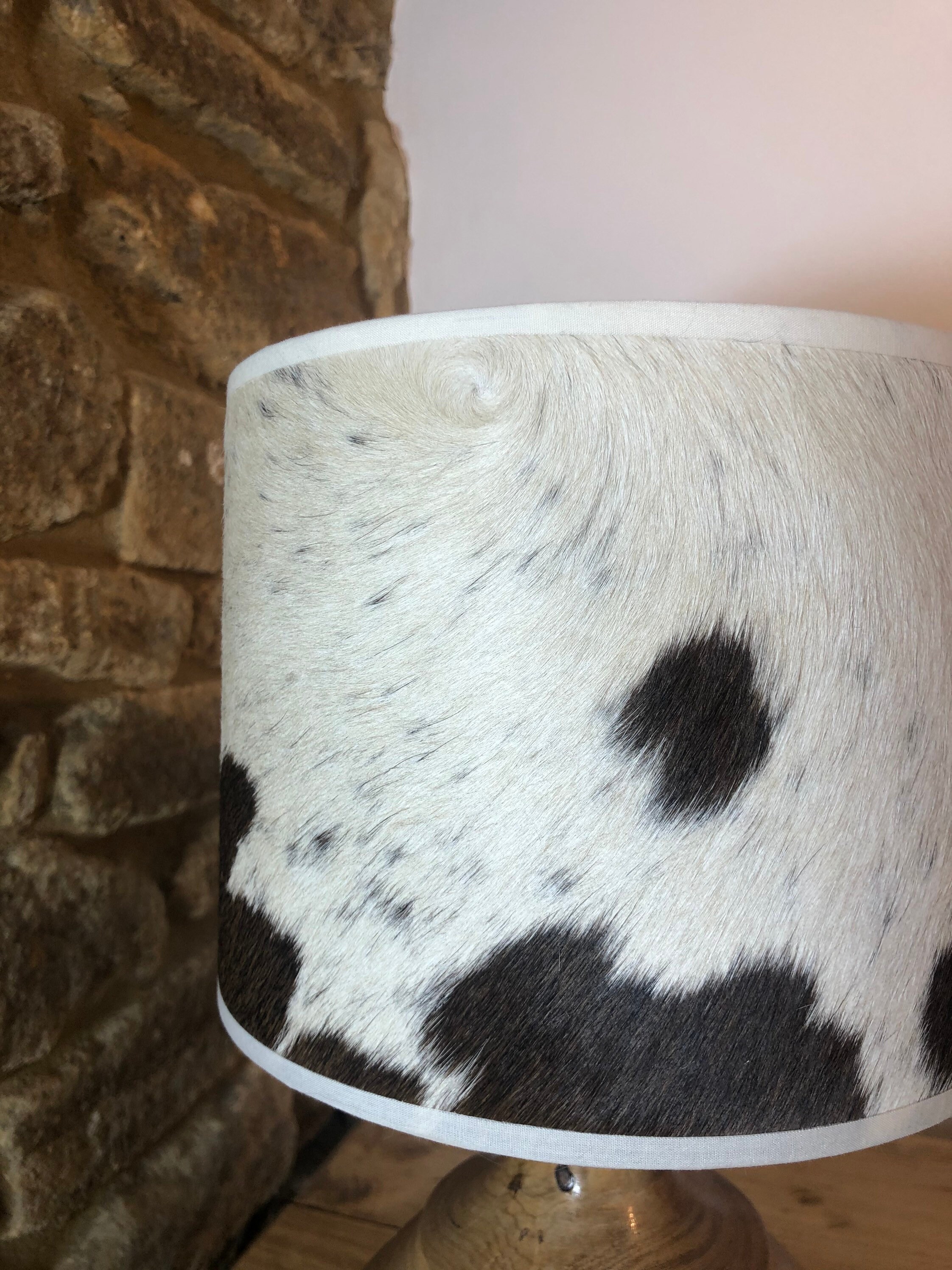 Authentic Cowhide Fur Lampshade 20cm Farmhouse Lamp Shade Cow Etsy