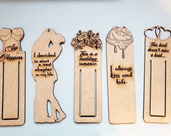 Digital File for Romance, Love story Bookmarks, DIY coloring bookmarks, Wood, Laser Cutters SVG ONLY