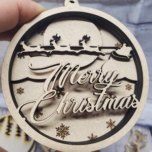 Merry Christmas Ornament SVG File ONLY, EPS Glowforge Laser Cutting