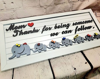 Digitaal bestand Moederdag Teken Olifant Familie Kinderen Naam Teken Glowforge Laser SVG Bestand ALLEEN