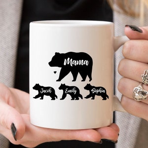 Mama Bear Coffee Mug Christmas Gift from Daughter Mom Gifts for Mom Gifts from Son Gift from Husband Gift from Kids All White 11 oz