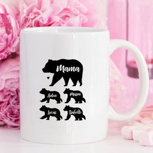 Mama Bear Coffee Mug Christmas Gift from Daughter Mom Gifts for Mom Gifts from Son Gift from Husband Gift from Kids All White 15 oz