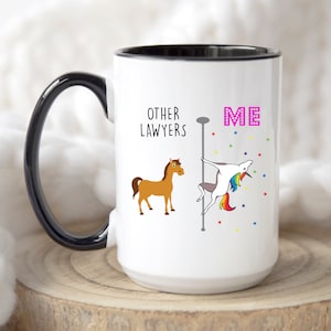 Funny Lawyer Coffee Mugs Law School Gag Gifts Unique Attorney Coffee Cups Appreciation Mugs Pole Dancing Unicorn Cups Cute Holiday Gifts 832