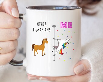 Librarian Coffee Mugs Appreciation Gifts Book Lover Coffee Cups Bookish Mugs Pole Dancing Unicorn Cups Cute Reading Mug Funny Work Mugs 832